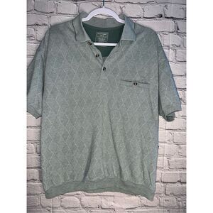David Taylor Collection Men's Polo Shirt - Windowpane Size Large Light Green